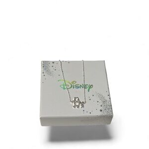 (MT434) Disney Silver Necklace with Winnie the Pooh + Piglet Pendant